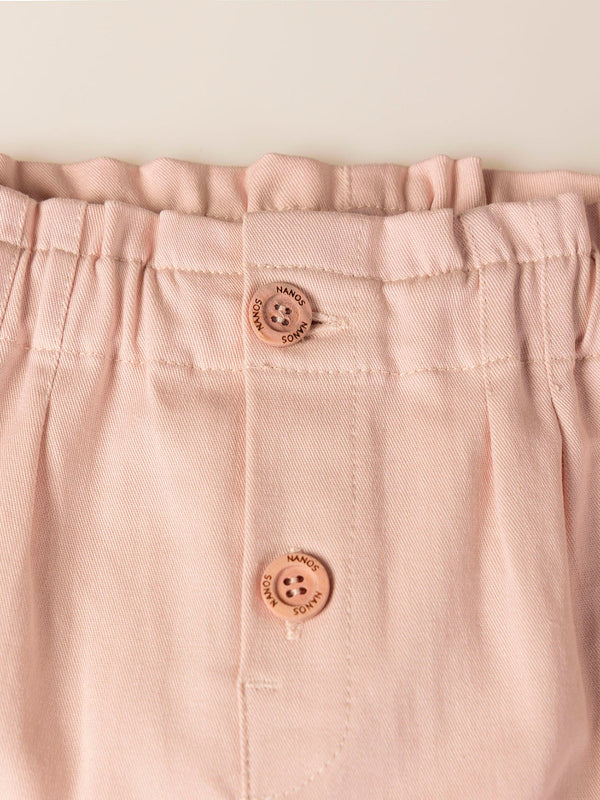 PINK HIGH WAIST CANVAS PANTS WITH PLEATS