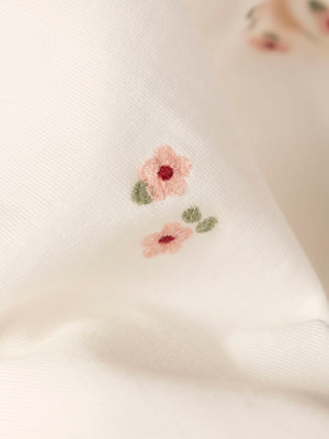 SWEATSHIRT WITH EMBROIDERED FLOWER RUFFLES AND BEIGE SLEEVES