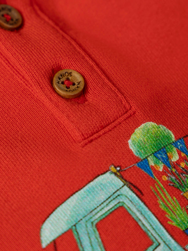 BASIC HOODED SWEATSHIRT NANOS LIGHT RED