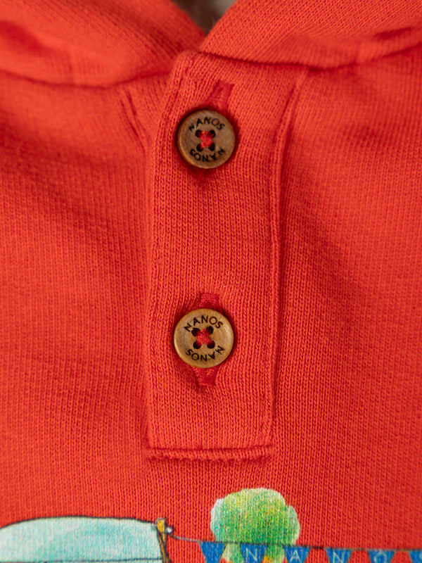 BASIC HOODED SWEATSHIRT NANOS LIGHT RED