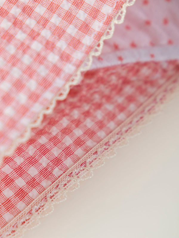 MINI WITH SEERSUCKER PANTIES STRAWBERRY CHECK