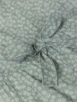 GREEN DAISY PRINT BOW JUMPSUIT