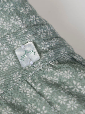 GREEN DAISY PRINT BOW JUMPSUIT