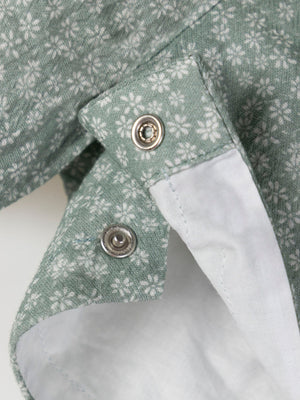 GREEN DAISY PRINT BOW JUMPSUIT