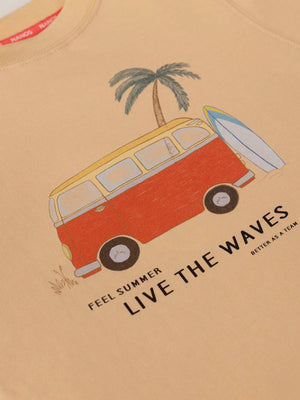 LIVE THE WAVES VAN T-SHIRT LIGHT ORANGE