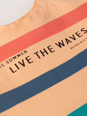 LIVE THE WAVES BLUE MULTICOLOR STRIPED T-SHIRT