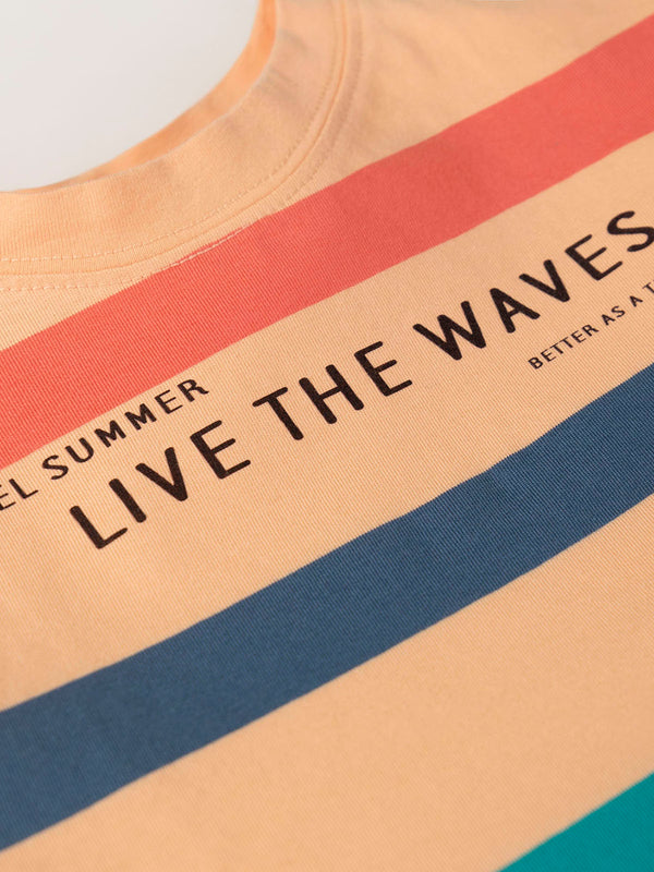 LIVE THE WAVES BLUE MULTICOLOR STRIPED T-SHIRT