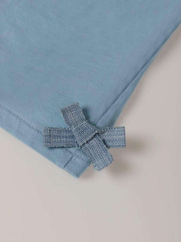 LIGHT BLUE UMBRELLA AND BOWS ARMHOLE SLEEVE T-SHIRT