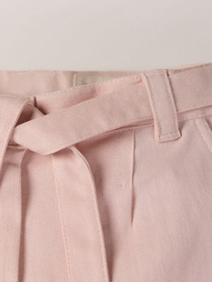 POWDER PINK CANVAS PANTS WITH PLEATS