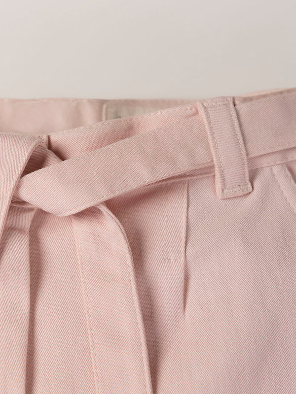 POWDER PINK CANVAS PANTS WITH PLEATS