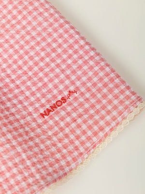 STRAWBERRY CHECK SEERSUCKER STRAP DRESS