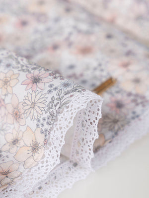 LONG SLEEVE BLOUSE WITH FLOWER PRINT AND PINK CHEST EMBROIDERY