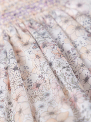 LONG SLEEVE BLOUSE WITH FLOWER PRINT AND PINK CHEST EMBROIDERY