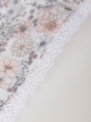 LONG SLEEVE BLOUSE WITH FLOWER PRINT AND PINK CHEST EMBROIDERY