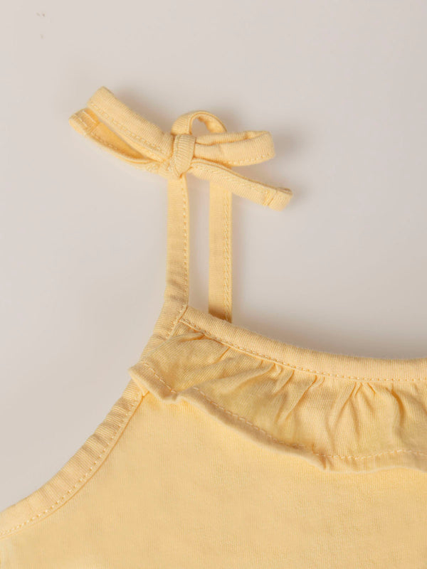 LIGHT YELLOW RUFFLE STRAPPY SHIRT