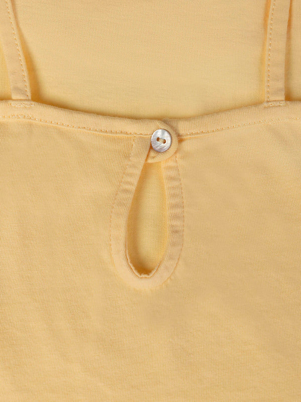 LIGHT YELLOW RUFFLE STRAPPY SHIRT
