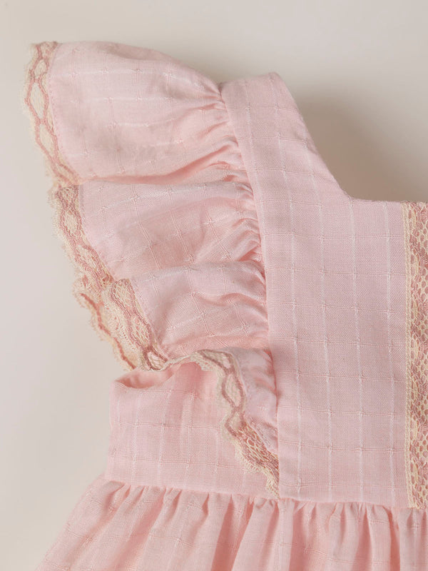 LIGHT PINK FANTASY CHECKED INTERIOR DRESS