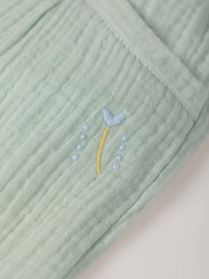 BAMBULA PANTS EMBROIDERED FLOWER HEART LIGHT GREEN