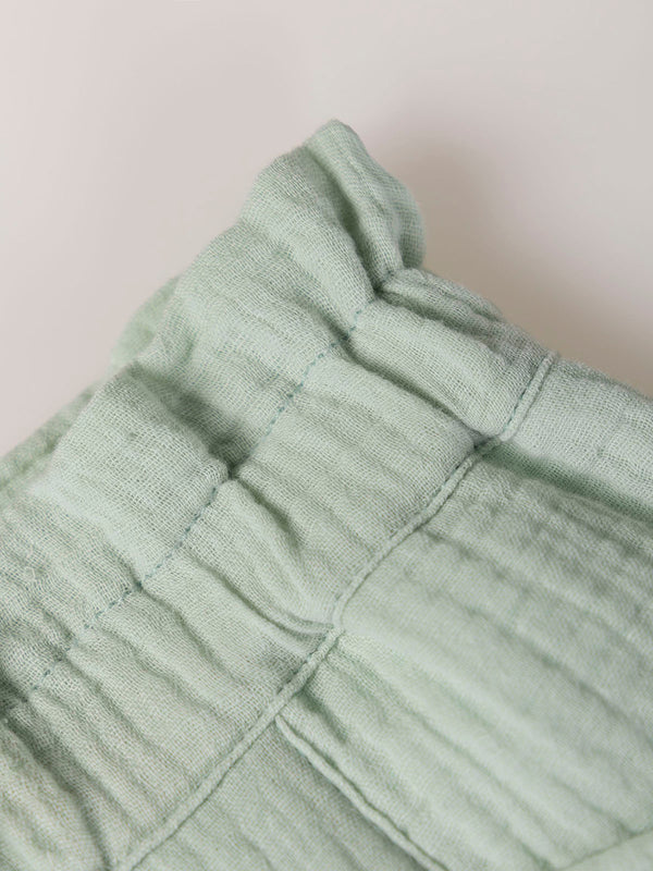 BAMBULA PANTS EMBROIDERED FLOWER HEART LIGHT GREEN