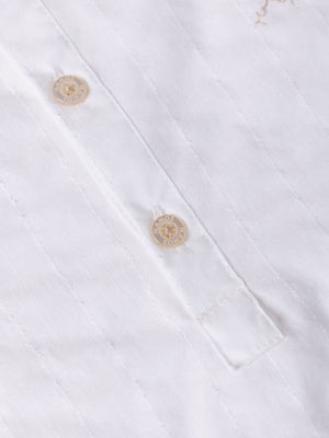 CAMISA ALGODÓN TEJIDO FANTASÍA CUELLO PANADERO NATA