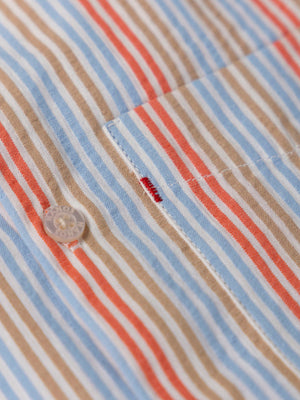 CAMISA SEERSUCKER RAYAS ROJO MULTICOLOR