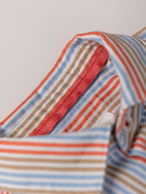 CAMISA SEERSUCKER RAYAS ROJO MULTICOLOR