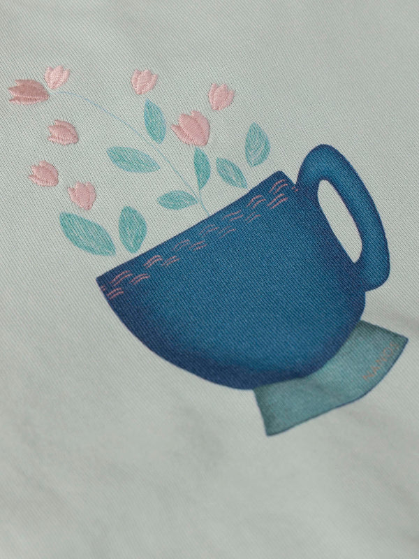 LIGHT GREEN EMBROIDERED FLEECE SWEATSHIRT CUFF