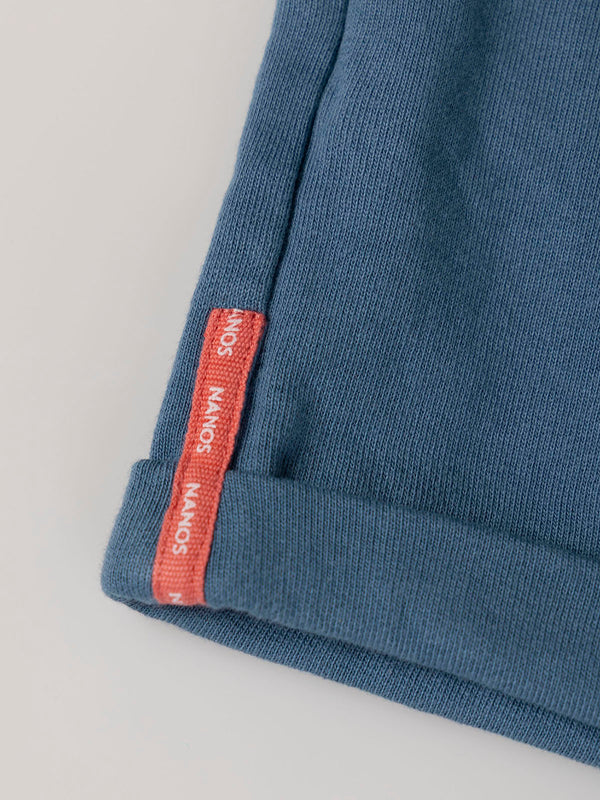 PANTALÓN CORTO DE FELPA CINTAS AZUL MEDIO