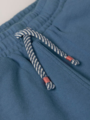 PANTALÓN CORTO DE FELPA CINTAS AZUL MEDIO