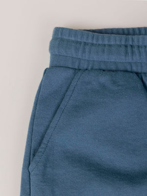 PANTALÓN CORTO DE FELPA CINTAS AZUL MEDIO