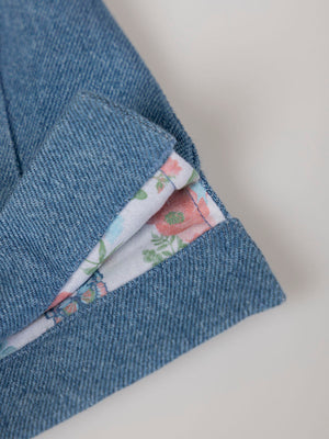 LIGHT BLUE EMBROIDERED ELBOW SLEEVE DENIM JACKET