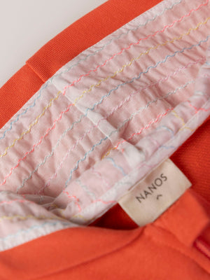 CORAL RUFFLE ELBOW SLEEVE HOODED SWEATSHIRT