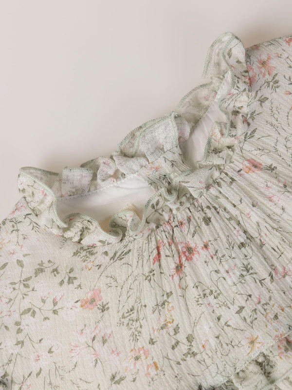 LIGHT GREEN FANTASY BAMBOO PRINT DRESS