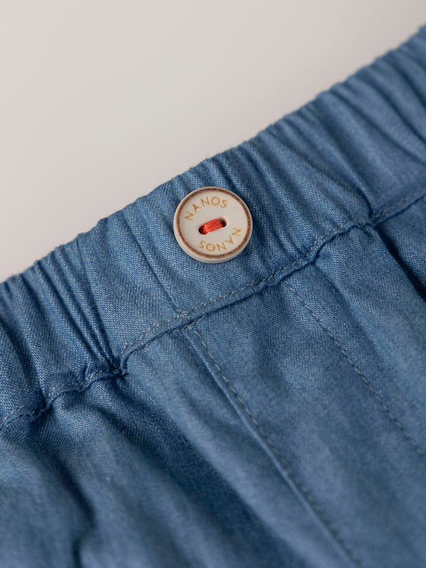 BLUE DENIM SHORTS WITH ELASTIC WAIST