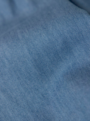 BLUE DENIM SHORTS WITH ELASTIC WAIST