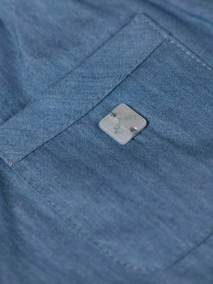 BLUE DENIM SHORTS WITH ELASTIC WAIST