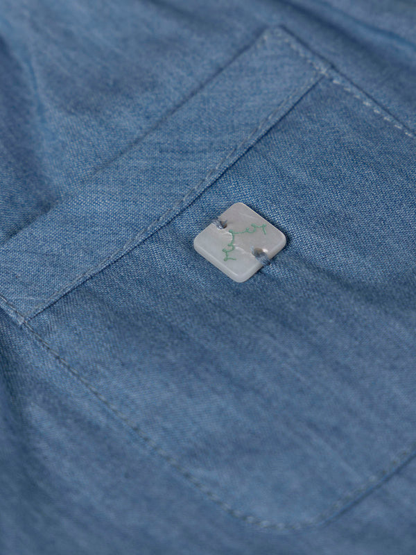 BLUE DENIM SHORTS WITH ELASTIC WAIST