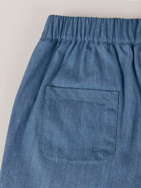 BLUE DENIM SHORTS WITH ELASTIC WAIST