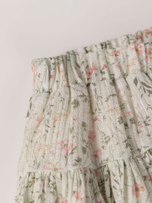 BAMBULA SKIRT WITH CREAM FLOWERS PRINT