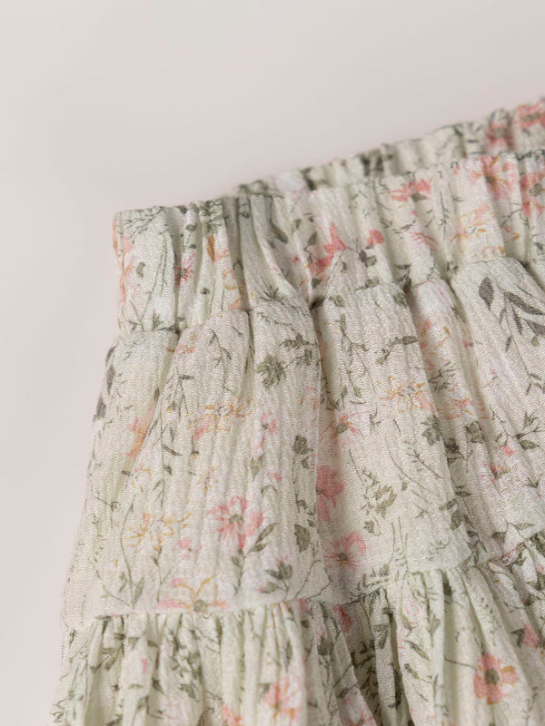 BAMBULA SKIRT WITH CREAM FLOWERS PRINT