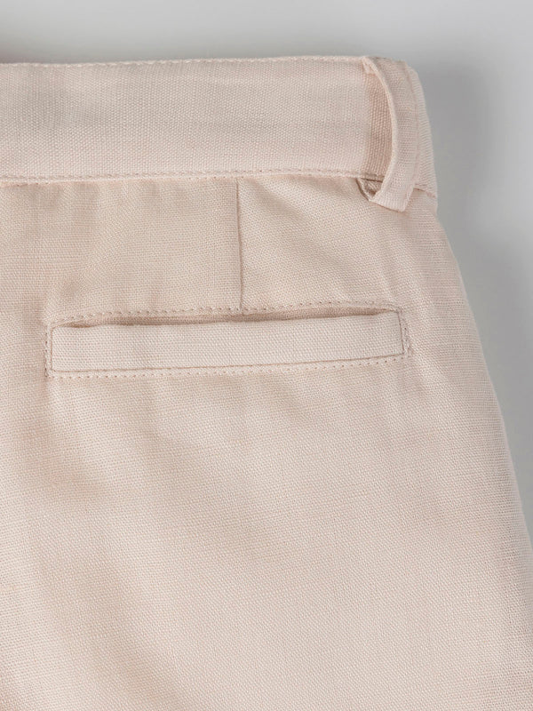 PANTALÓN PINZAS DE LINO Y ALGODÓN BEIGE