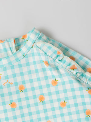 VICHY PEACHES PRINT SWIM T-SHIRT WATER GREEN