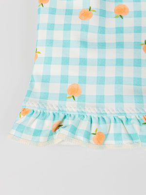 VICHY PEACHES PRINT SWIM T-SHIRT WATER GREEN