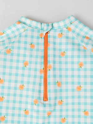 VICHY PEACHES PRINT SWIM T-SHIRT WATER GREEN