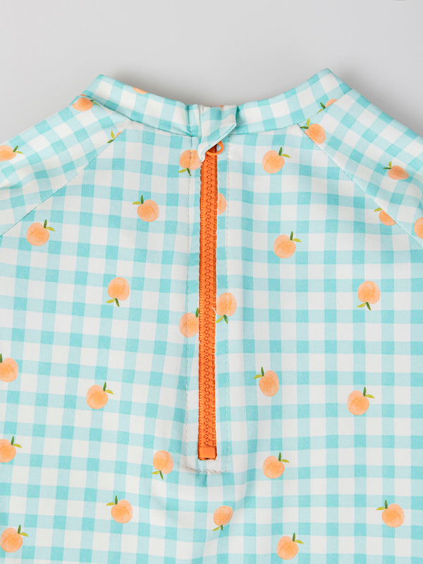 VICHY PEACHES PRINT SWIM T-SHIRT WATER GREEN