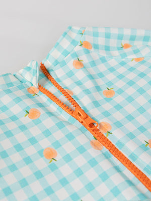 VICHY PEACHES PRINT SWIM T-SHIRT WATER GREEN