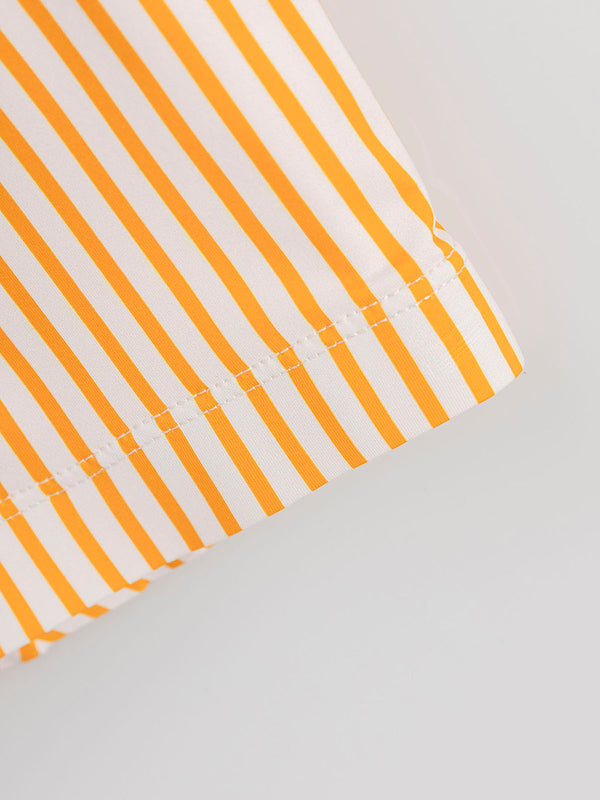 ORANGE STRIPED PRINTED SWIMSUIT