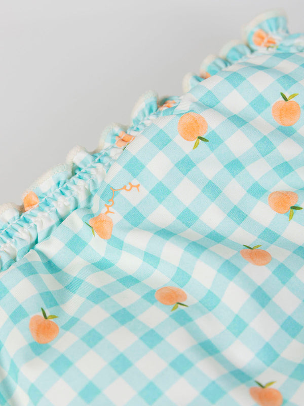 VICHY PEACHES PRINT SWIM PANTIES WATER GREEN