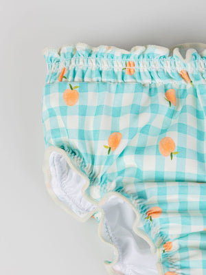 VICHY PEACHES PRINT SWIM PANTIES WATER GREEN