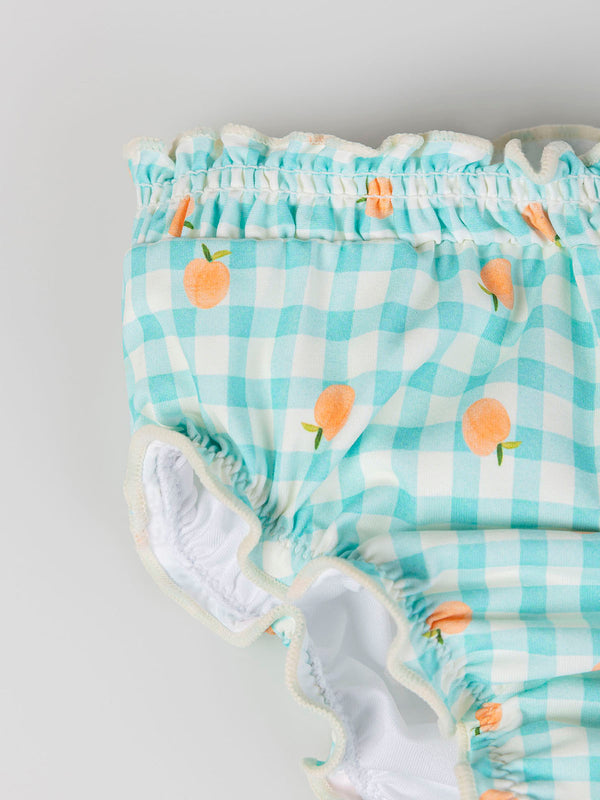 VICHY PEACHES PRINT SWIM PANTIES WATER GREEN